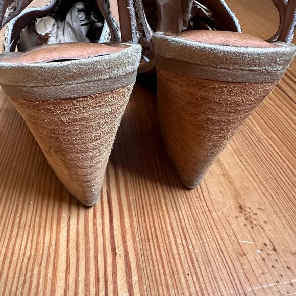 Jeffrey Campbell angora brown jaguar leather heeled sandal SIZE 7 - Picture 7 of 8